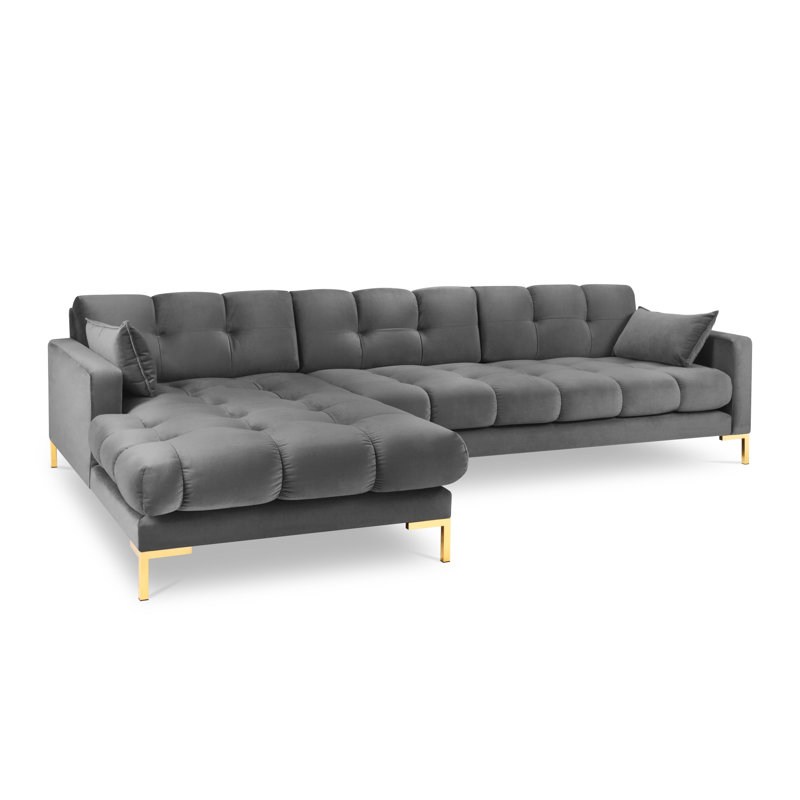Adoraim 5 Seater Corner Sofa , Gold, Left Hand Facing, Light Grey