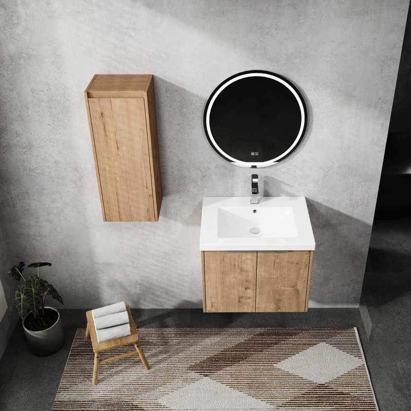 Meuble-lavabo 24 po avec lavabo et armoire d'appoint, mécanisme, contreplaqué d'aspect contemporain, design, 24"