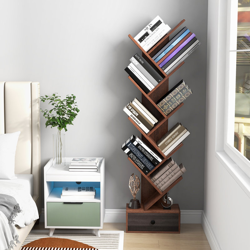Grigorios Tree Bookshelf Storage Bookcase, Brown/Espresso
