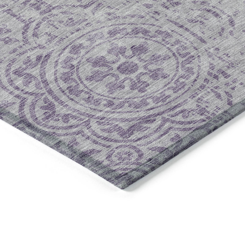 Tapis extérieur lavable et médaillon lavande et lilas 3 pi x 5 pi