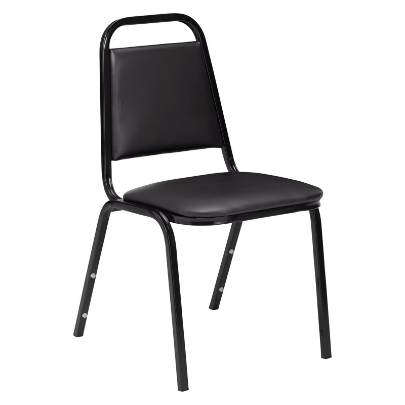Chaise empilable en vinyle 9100 Series, Noir panthère, 4