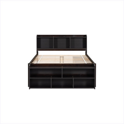 Full Bed With Bookcase Headboard, Under Bed Storage Drawers And Bed End Storage Case