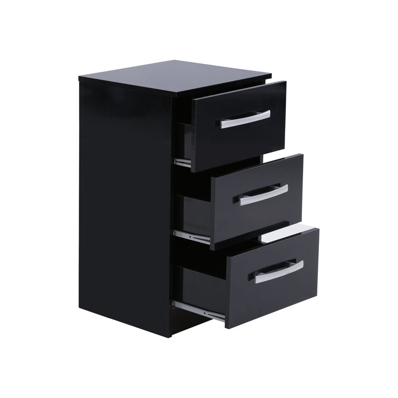 Marquitta 3 Drawer Bedside Table, Black
