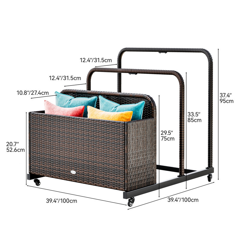 Boîte de rangement en osier Yita, Brun foncé