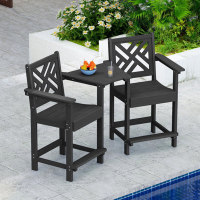 Outdoor Bar Chair Adirondack Chairs With Table Side Chair- Poly Outdoor Furniture by Lark Manor