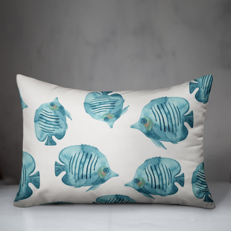  Housse et insert de coussin rectangulaire poisson