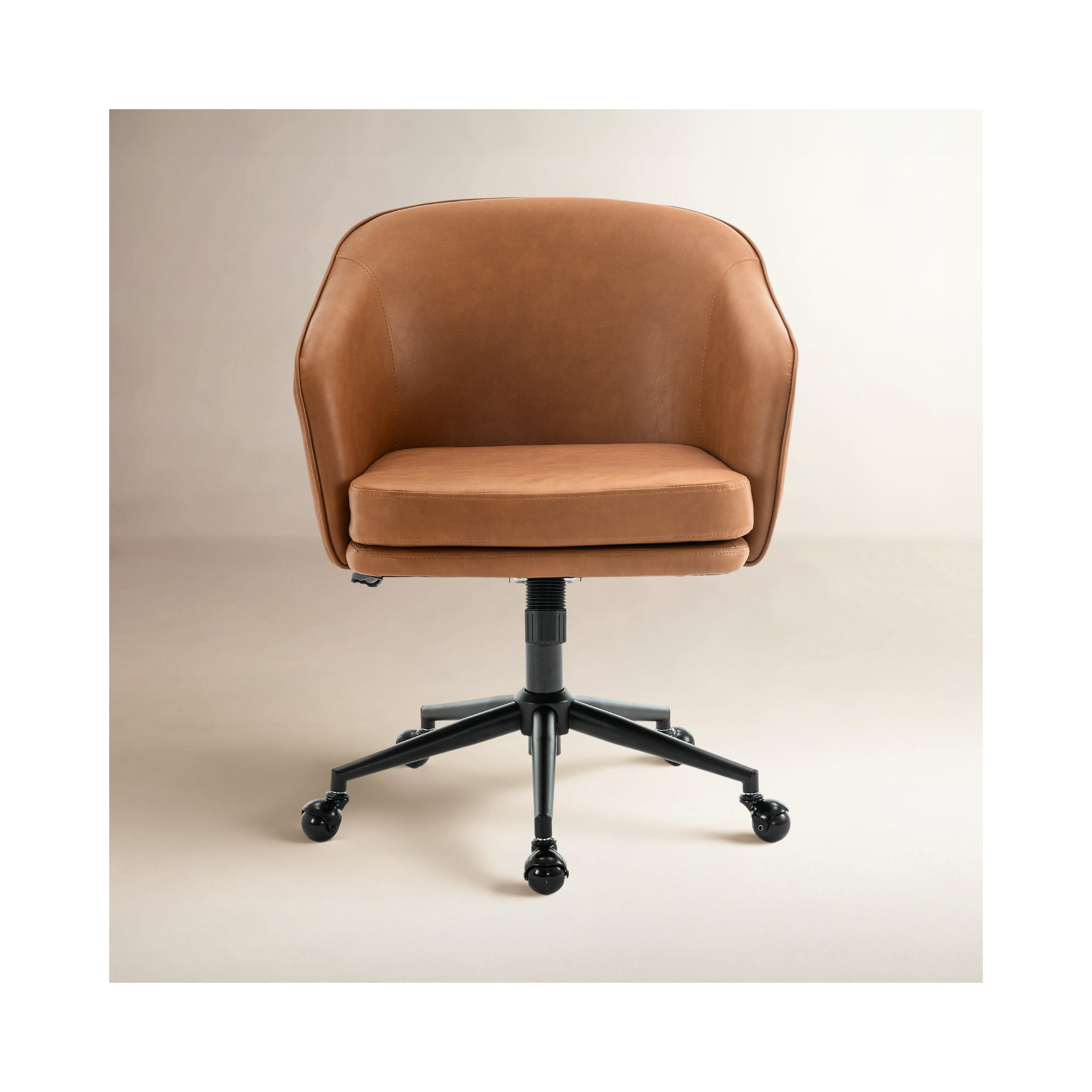 Toscani Swivel Office Chair, Brown Faux Leather
