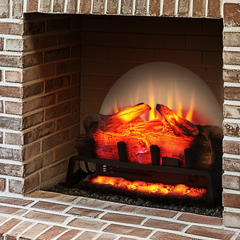 24" Free Standing Electric Fireplace Log Set Insert, 750W/1500W Heater, 6 Flame Colors with 5 Brightness, Crackling Sound, Remote Control