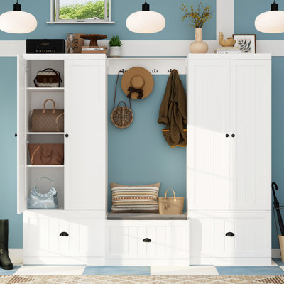 Hall Tree Set With Comfortable Bench
