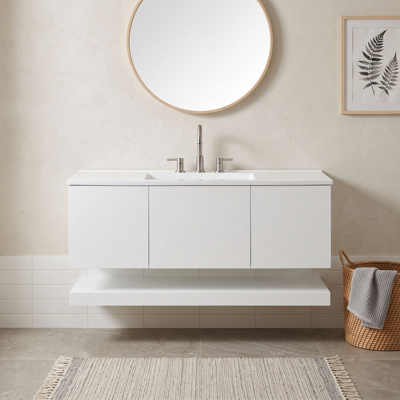 Meuble-lavabo avec lavabo, 3 tiroirs et tablette inférieure ouverte