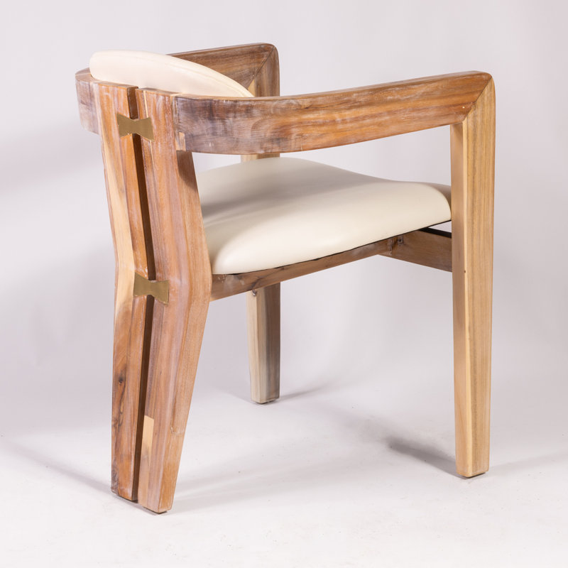 Serena Upholstered Arm Chair, White, Natural