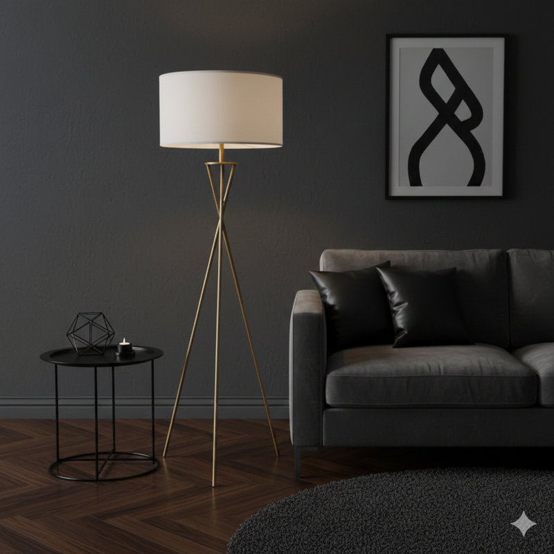 Lampe sur pied 64,5 po Mid-Century en métal de style sablier Ester