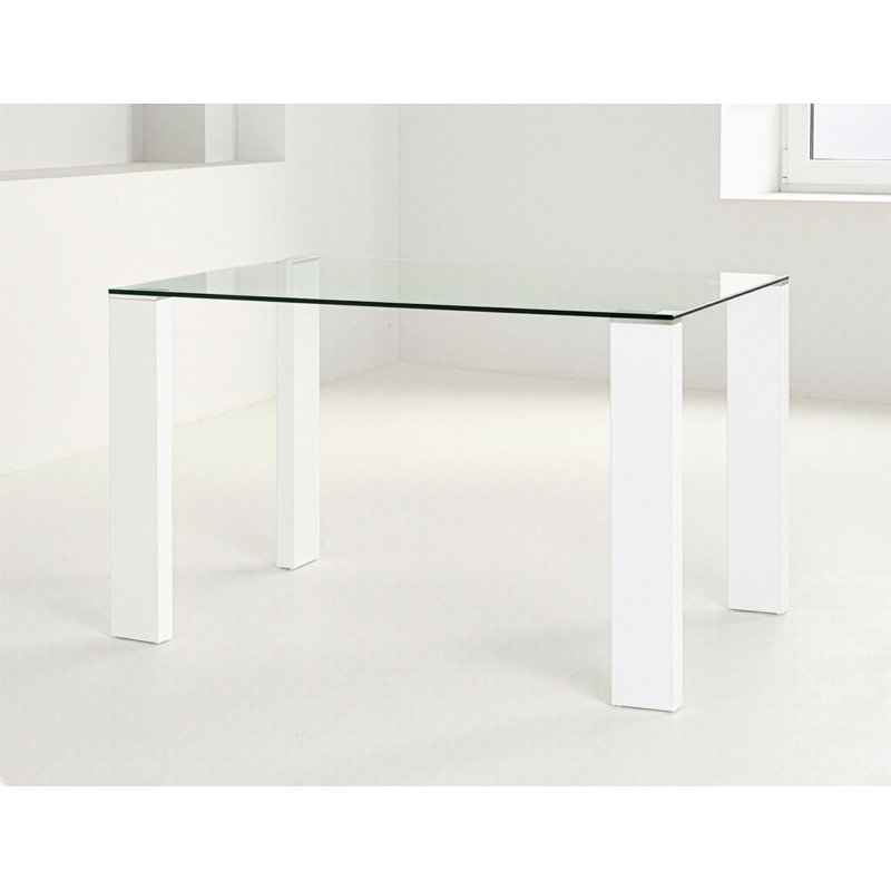 Mentone Rectangular Glass Top Dining Table, H75 x L152 x W91cm