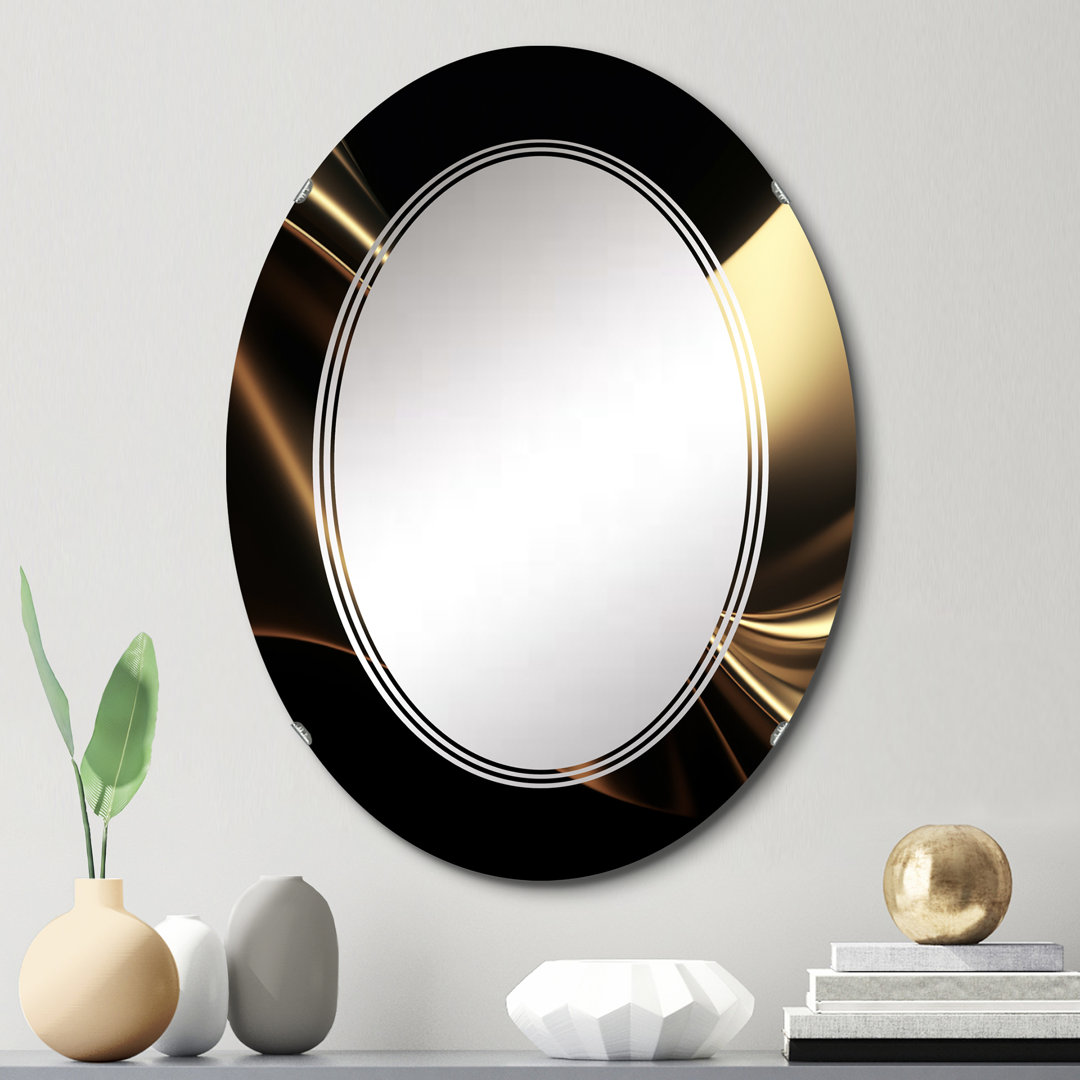 Gold And Black Surreal Tides IV Oval Wall Mirror Design Art 