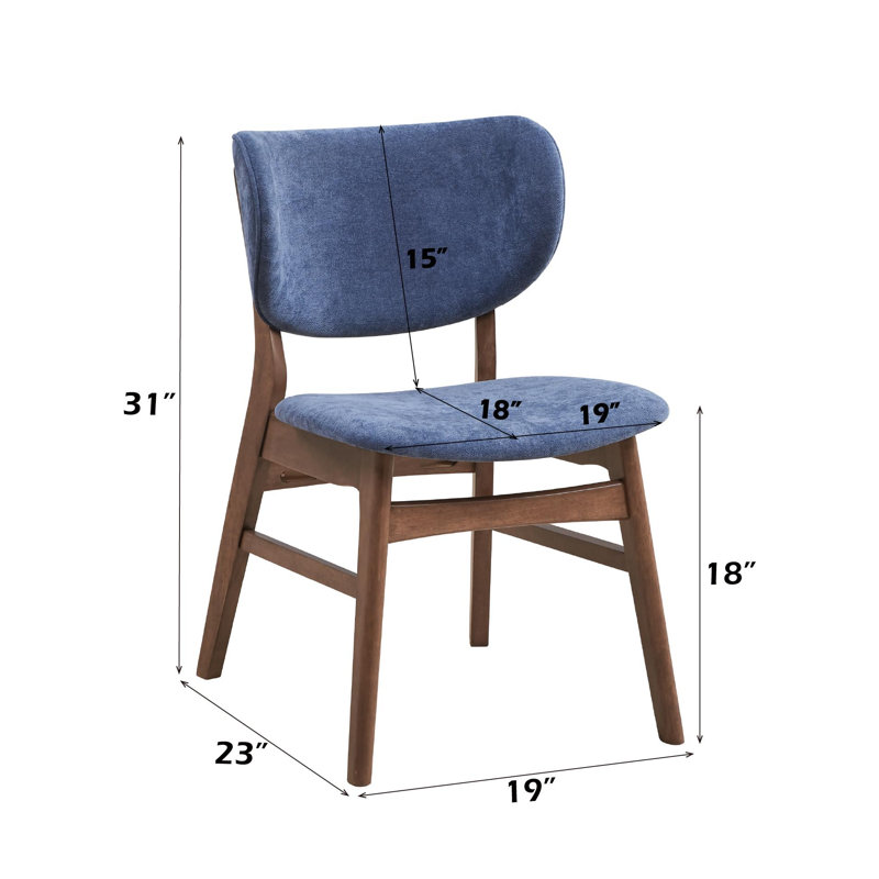 Chaise d'appoint Bevis en tissu bleu et finition noyer (ensemble de 2)