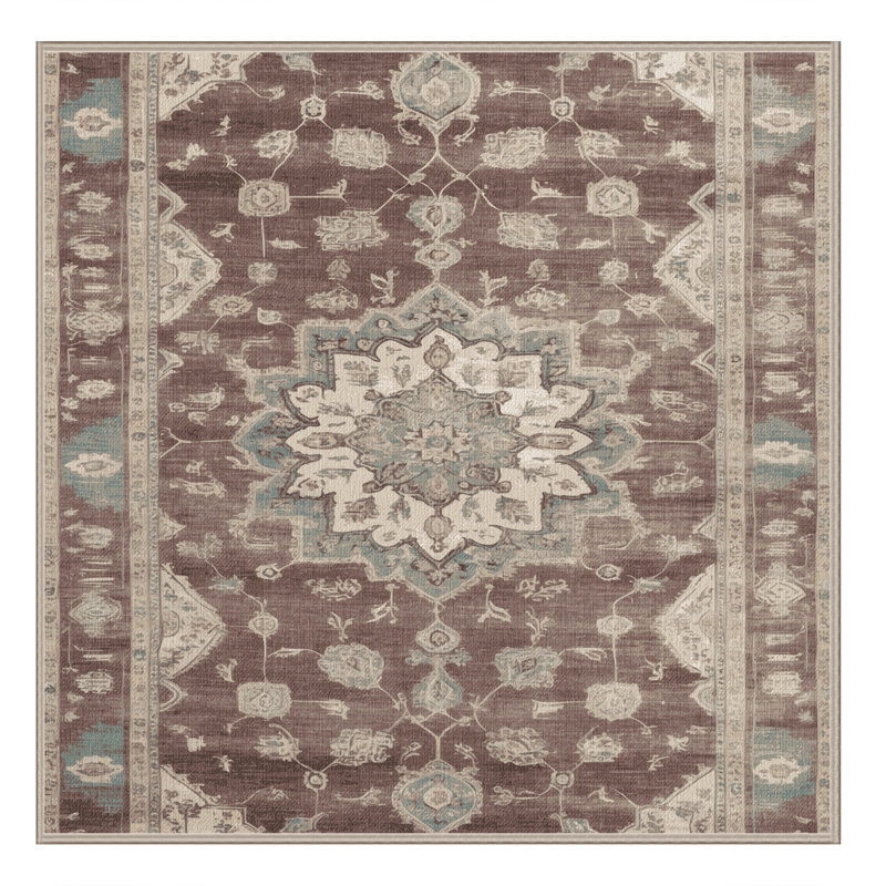 Tapis brun lavable à la machine, Carré 3 pi