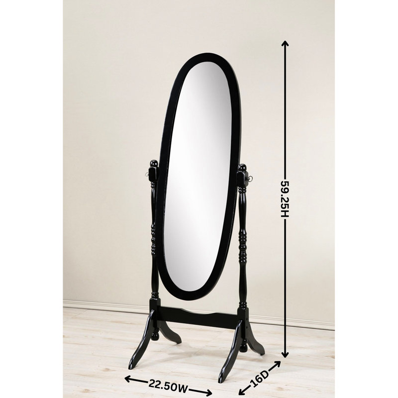 Miroir autoportant en bois noir, Noir
