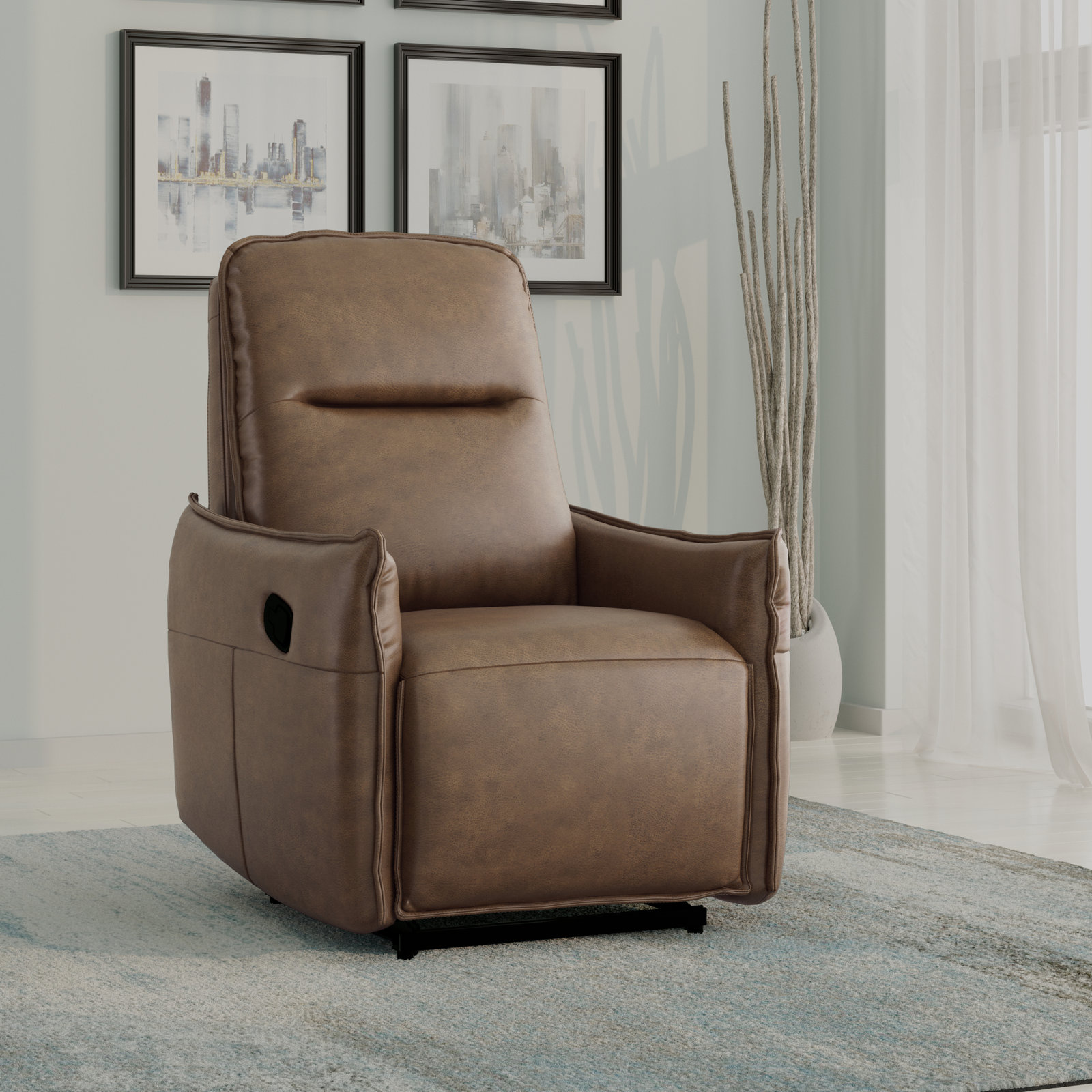 Jonali Reclining Accent Chair, Brown Polyester