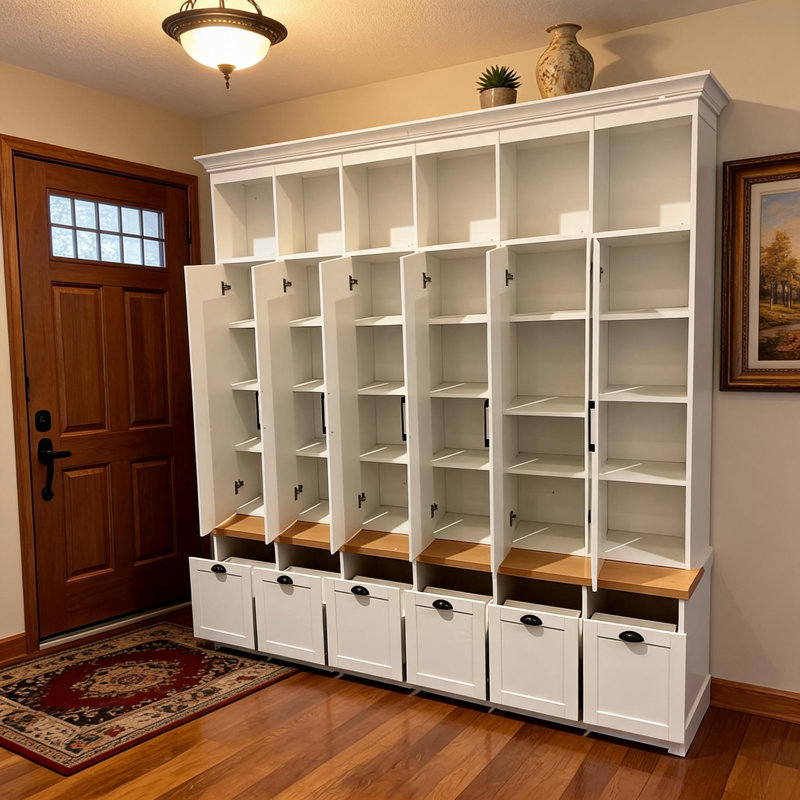97.6” W Hall Tree With Bench And Shoe Storage