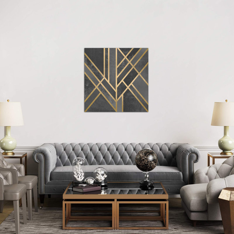Art Deco Geometry I by Elisabeth Fredriksson - Floater Frame Print on Canvas, 45.72 cm H x 45.72 cm W x 3.175 cm D, No Frame