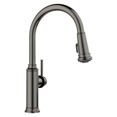 Robinet de cuisine à double jet Empressa High Arc - Acier satiné foncé
