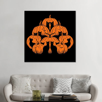 «Pumpkin Cat», reproduction d'art sur toile encadrée
