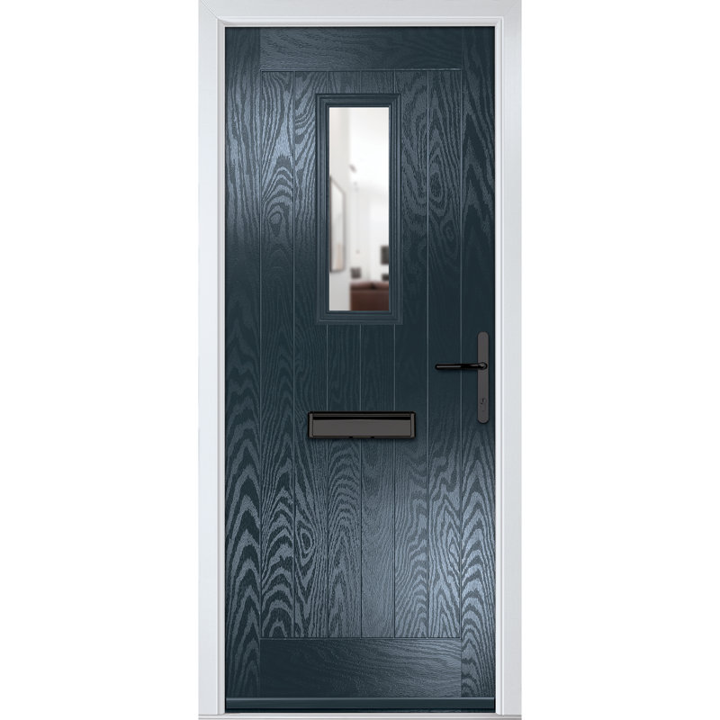 Crystal GRP Front door Sunningdale Anthracite Grey 920mm x 2090mm Open in Right hand Clear Glass, Left, Anthracite Grey