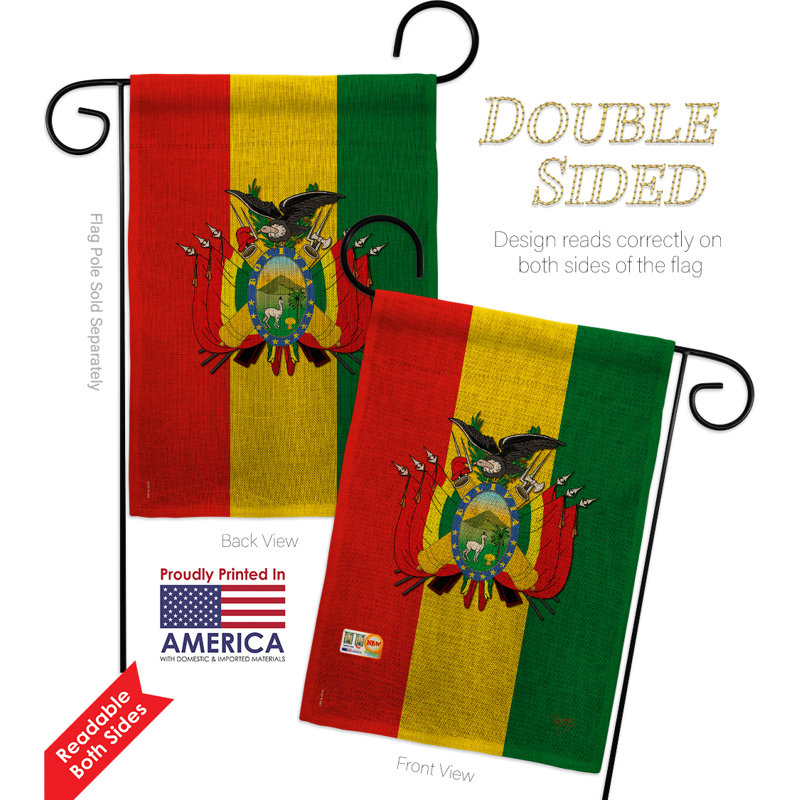 Polyester de 2 côtés 18,5 x 13 po bolivie ensemble de drapeau, Toile de jute