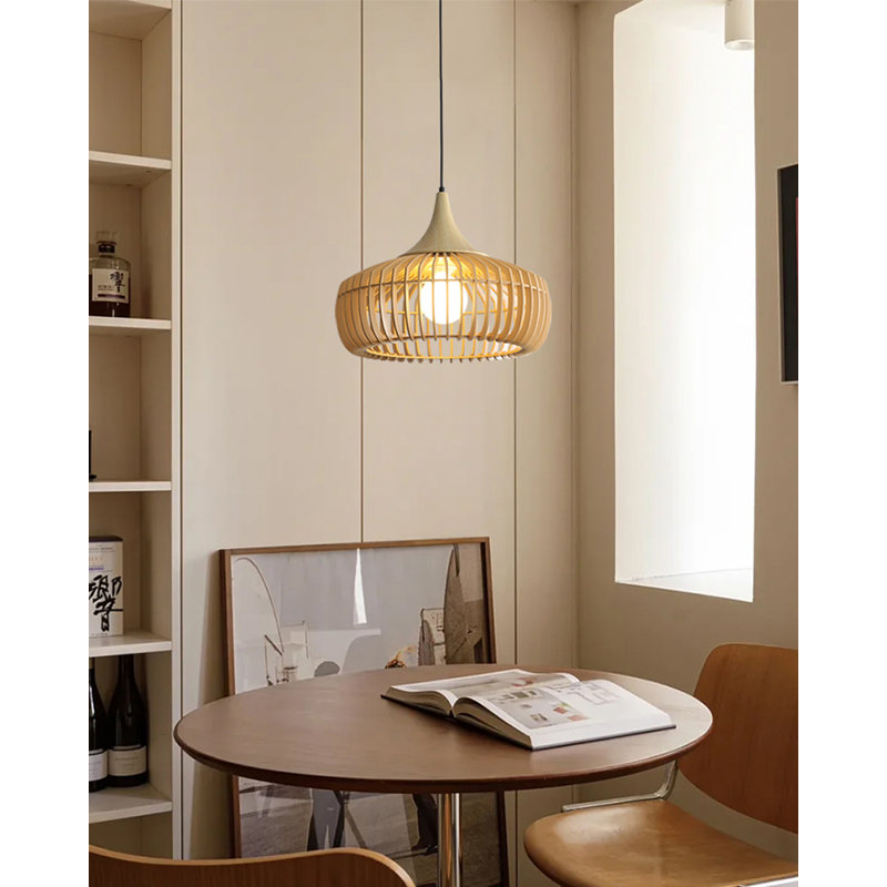 Modern Minimalist Wooden Dimmable Chandeliers, 11.81" H x 21.65" W x 21.65" D, Burlywood