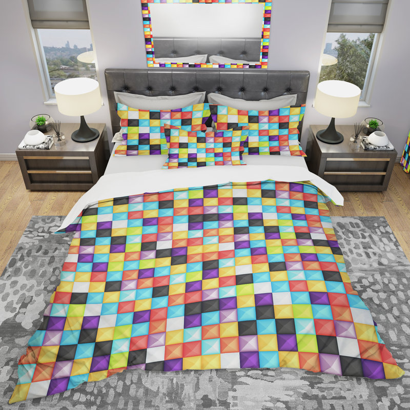 Ensemble de housse de couette moderne et contemporaine en microfibre bleue, Housse de couette double / grand et 2 taies