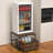 Mini Fridge Stand With Storage And Mobile Drawer Basket In Rustic Brown And Black