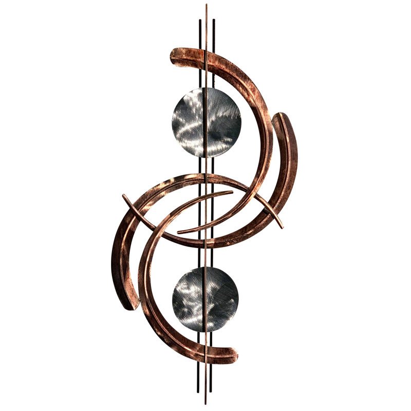MeyerdirkArt Contemporary Steel Celestial Wall Art - Distressed Copper, Bronze