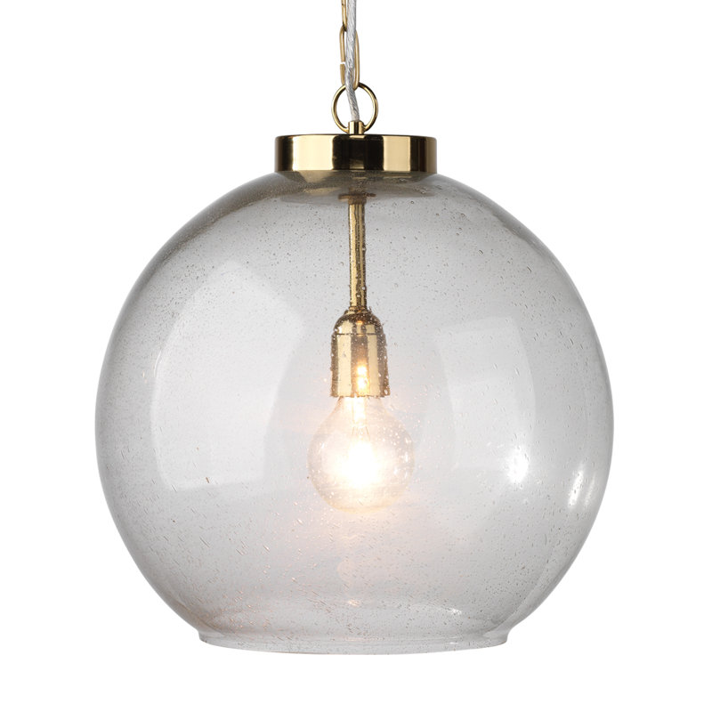 Luminaire suspendu sphère 1 lumière Stefan, Laiton antique