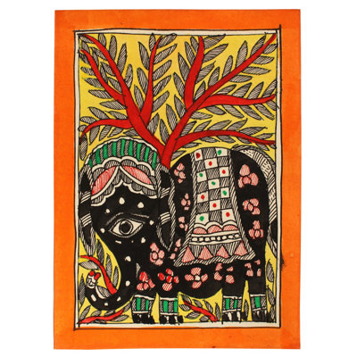 Éléphant de conception traditionnelle | Peinture Madhubani | Décoration murale