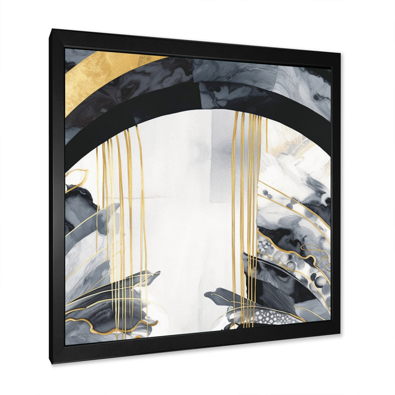 Marbre, peinture texturée II - marbre abstrait, art mural, salon, Cadre photo noir, H 16 po x l 16 po x P 1 po
