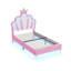 Multi-Sizes Upholstered Princess Bed With Dual-Zone Led, PU Leather Height-Adjustable Headboard, Pink/White (90x190, 90x200, 140x200)-1726150390-1717736025