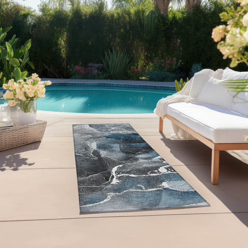 Kyrie Washable Abstract Indoor / Outdoor Rug, Runner 2'3" x 7'6"