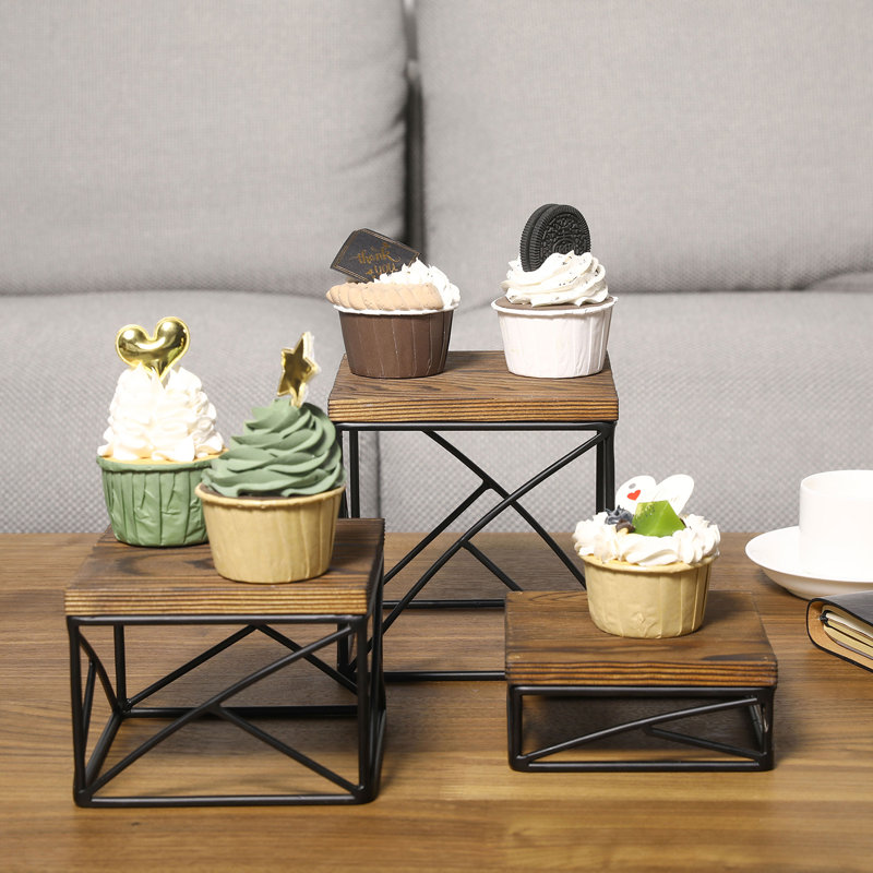 3-Piece Tiered Stand Set, Dark Brown