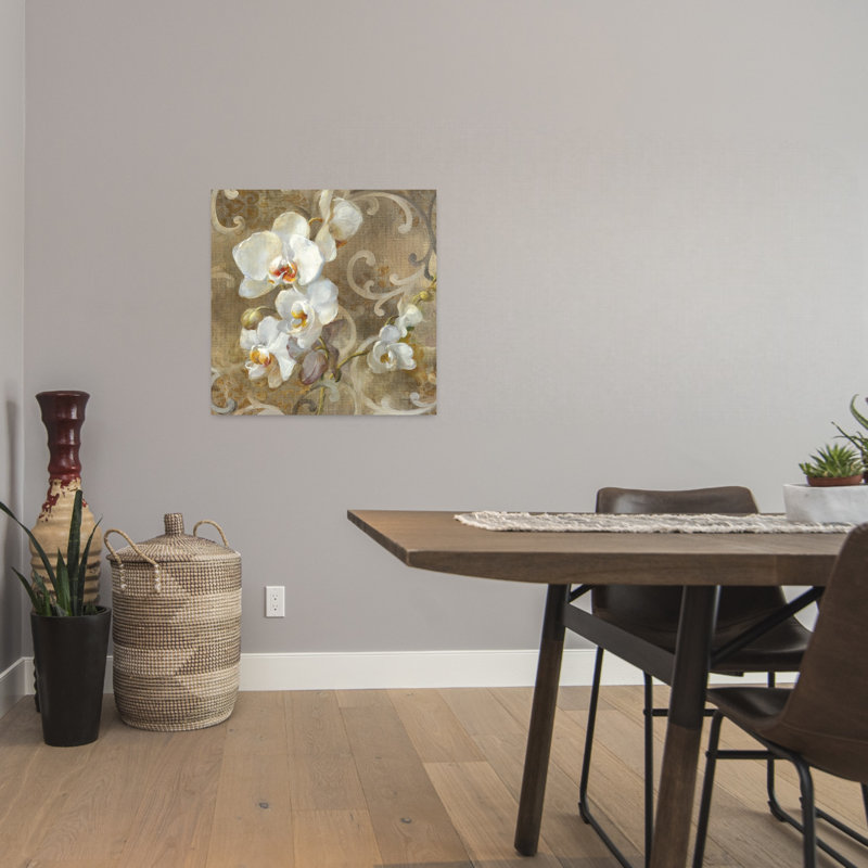 Art contemporain orchidée blanche, H 24 po x l 24 po