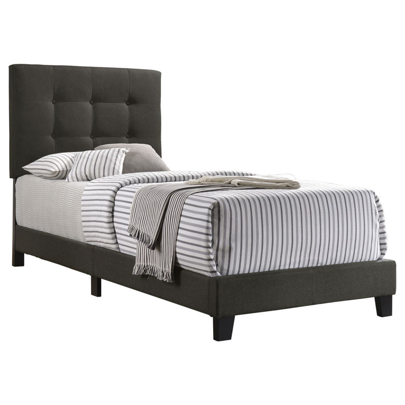 Lit simple à panneau gris anthracite avec tête de lit, lit sophistiqué pour chambre à coucher, offrant une nuit de sommeil confortable
