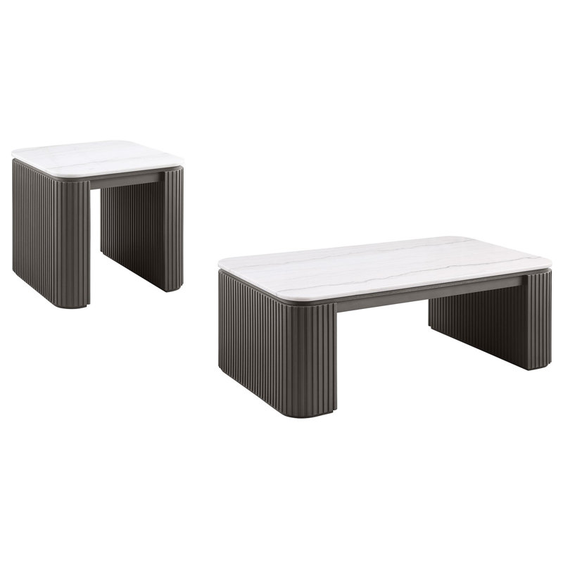 Ensemble de tables basses et de tables de bout Haroutun, 2 pièces: table de bout, table basse