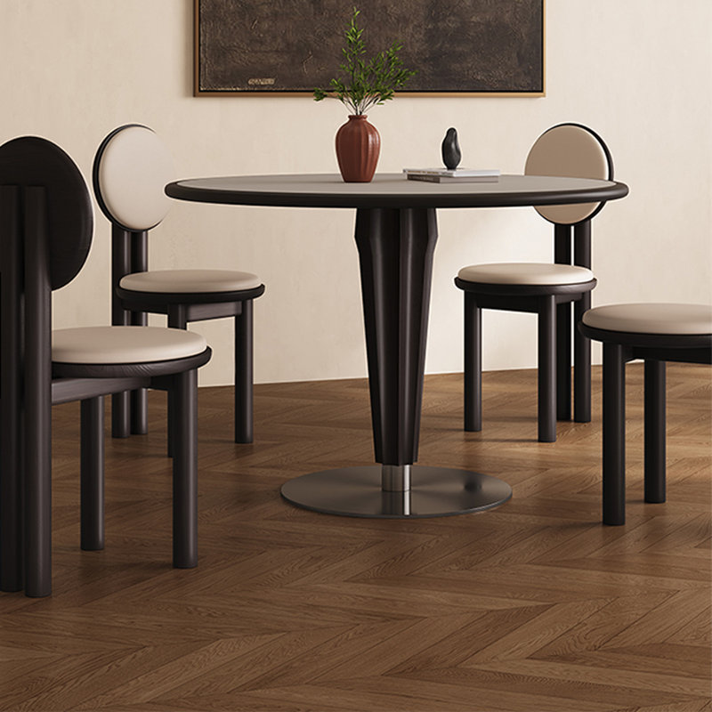 Combinaison de table et de chaises minimaliste italienne, Noir, noir, noir, noir