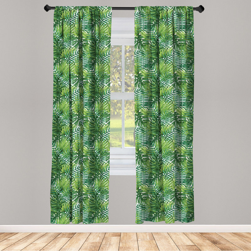 Leaf Semi-Sheer Rod Pocket Curtain Panels, 28" x 84"