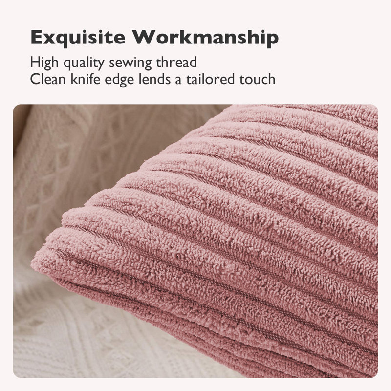 Pattern Velvet Soft Decorative Case Hidden Zipper Sofa Cushion Cover Set Of 4, Pink