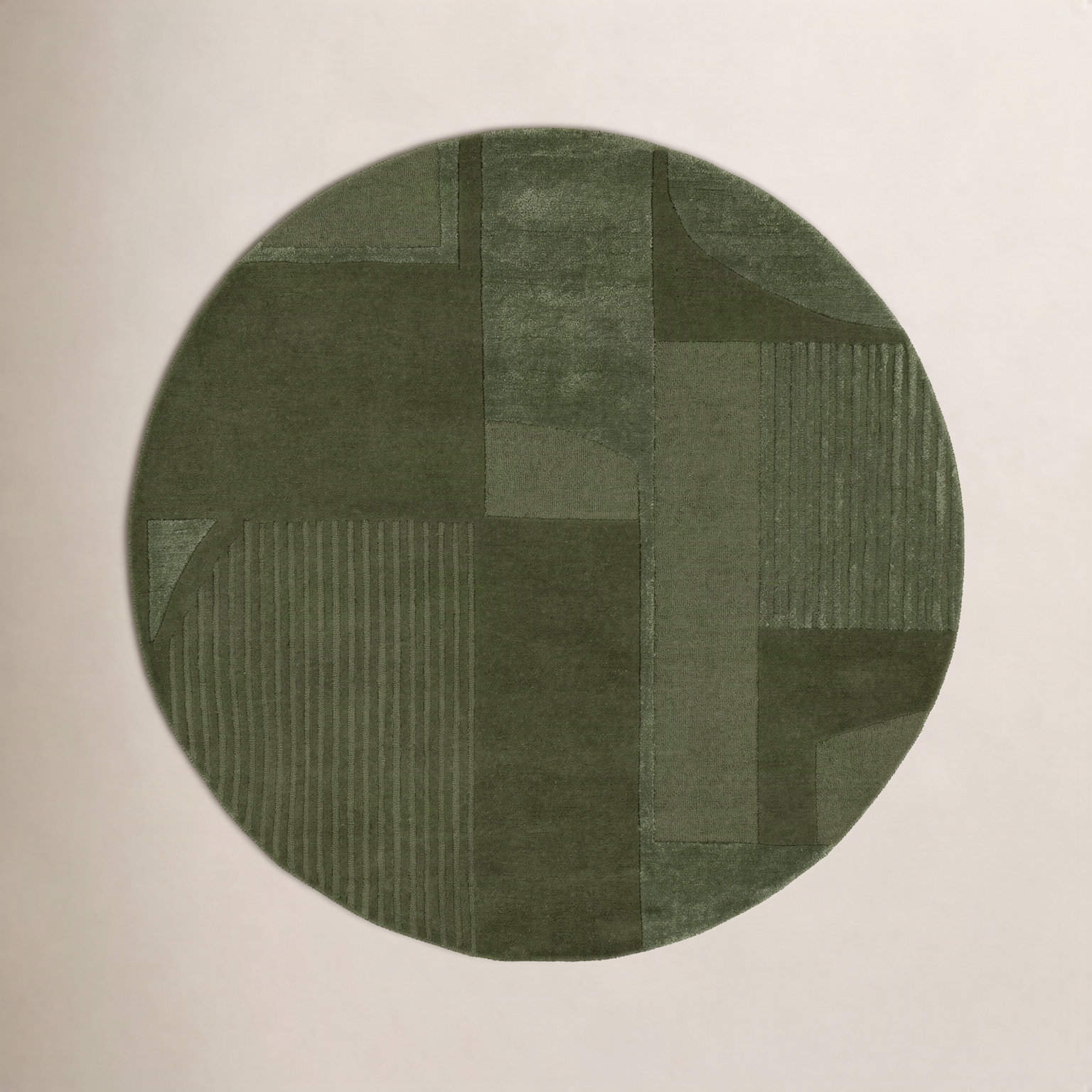 Mesmer Hand-Tufted Geometric Wool Rug, Round 8'