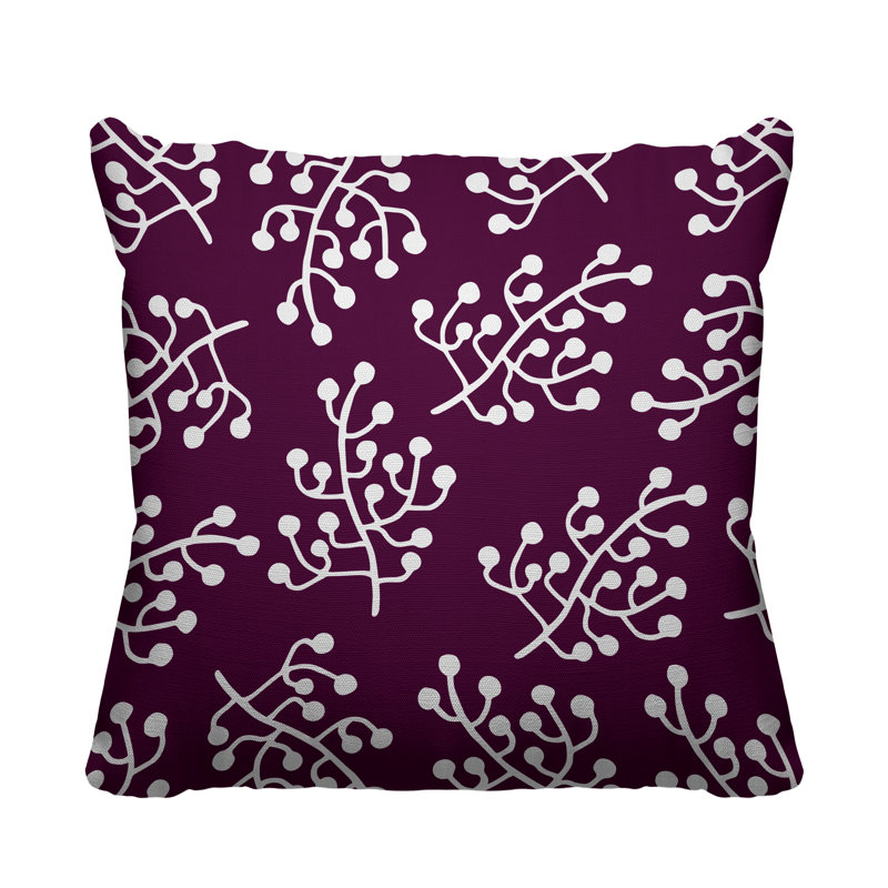 Coussin intérieur / extérieur Charis Wild Flower, 19 po x 19 po, Mauve, Carré
