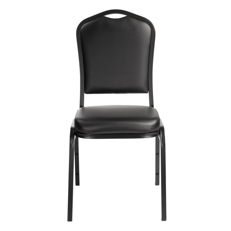 Chaise empilable en vinyle de luxe NPS® 9300 Series, assise bleu nuit / structure argentée, Santex noir, Panthère noire