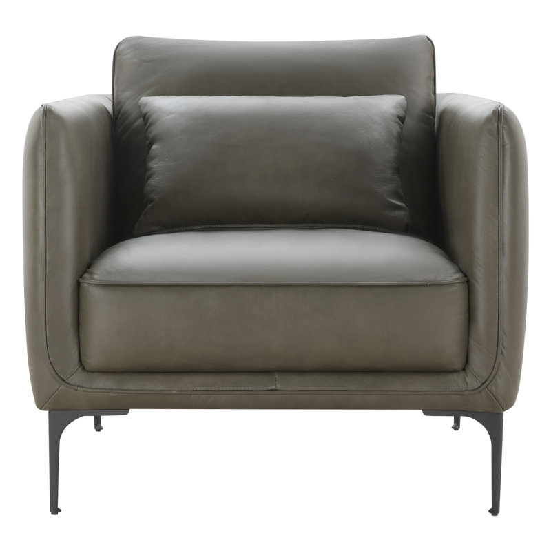 Rae Genuine Leather Upholstered Armchair, Green