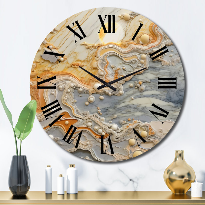 Horloge murale crème en métal, Grand