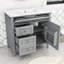 Ensemble de meuble-lavabo simple autoportant avec lavabo en céramique et tiroirs de rangement Eliga-1822293288